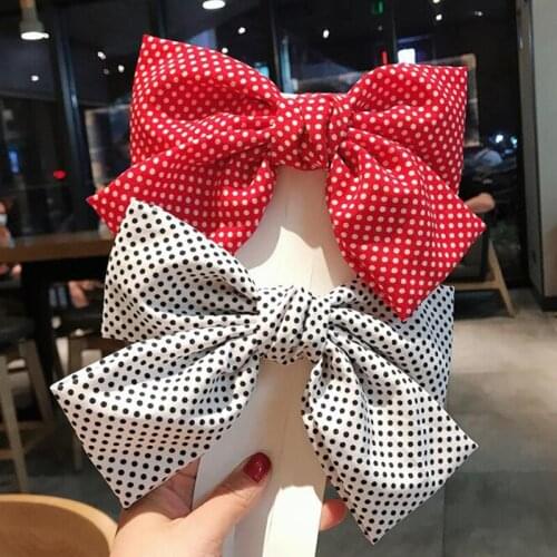 20 pieces/lot) Dots Pattern Big Bow Hairpins For Girl Cute Simple Women Hairgrips 6 Colors Hair Accessories