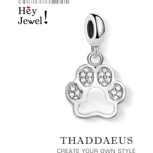 Fashion Cute Pets Dogs Footprints Paw Pendant Charm Fit Necklaces & Bracelet 925 Sterling Silver Sweater Jewelry for Women