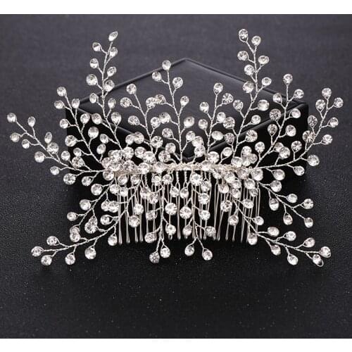 Crystal Silver Color Handmade Hair Jewelry For Bride Fashion Tiara Hair Combs Party Wedding Headpiece Gift Women Hair Ornaments