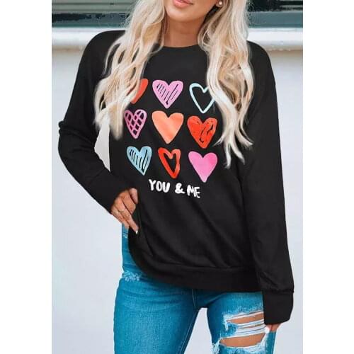 Colored You & Me Love Heart Sweatshirt funny pure cotton women quote fashion unisex jumper Outfits hipster pullovers top Sweats