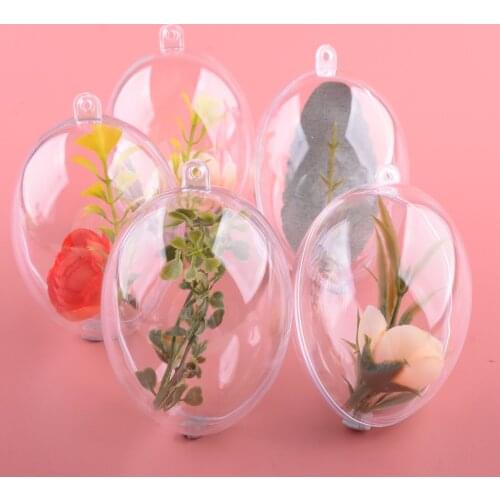 10 Pairs Fillable DIY Decoration Bauble Ball Tree Ornament Elliptical Openable Egg-shaped Candy Box for Christmas Festivals