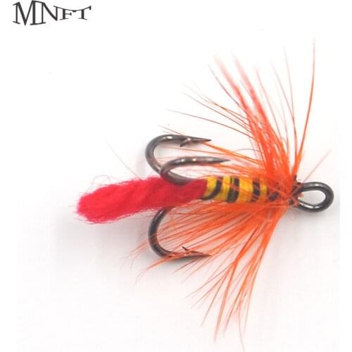 MNFT 10Pcs Fly fish Trout Salmon Flies Artificial bait trout fly fishing lures Treble Hooks