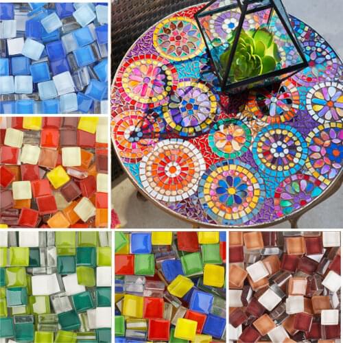 100g mixed Mosaic Pieces Assorted Color Square Glitter Glass Mosaic Tiles for DIY Crafts Supplies blue purple green