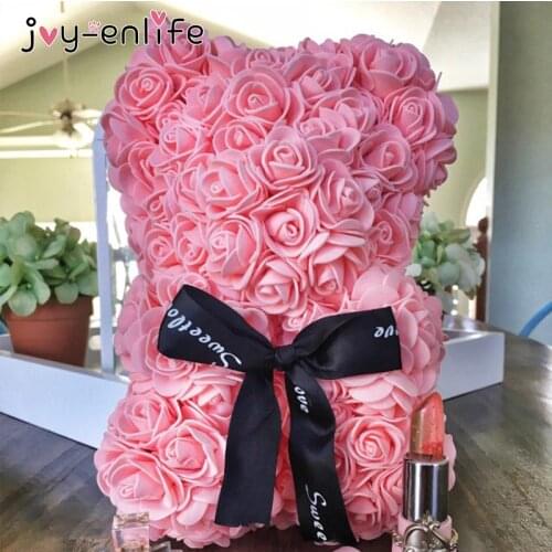 15cm/20cm DIY Teddy Rose Bear Artificial Flower Rose of Bear Christmas Decoration for Home Valentines Women Gifts Wedding Decor