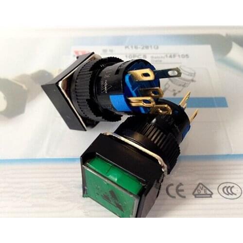 16MM Switch Automatic Reset square indicator 5A 220VAC SPDT (1a+1b With LED ) K16-281 DIP5 red colour new and original