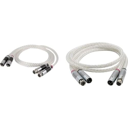 2PCS Hifi Speaker Cable 8AG Silver Plated Audio Cable With Carbon Fiber 3Pins XLR Balanced Cable,Audio Signal Cable