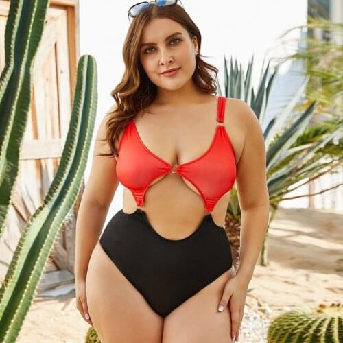 2021 New Sexy Plus Size Swimwear One Piece Swimsuit Women Hollow Out Bathing Suit Female Bodysuit Mujer Bather Monokini 4XL 5XL