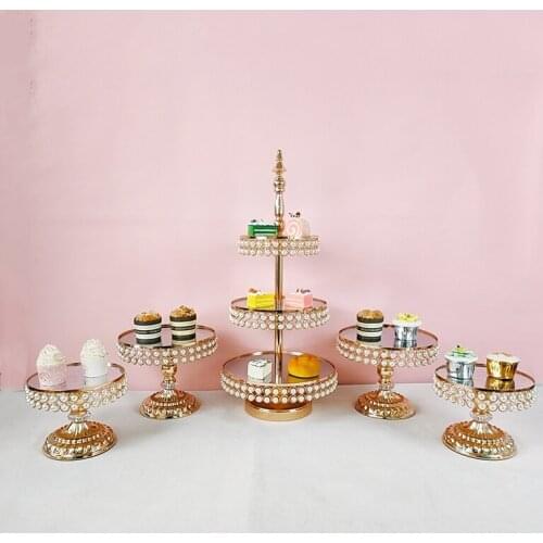 3 Tier Square Macaron Cake Stand mirror Tray Display Rack For Wedding Birthday
