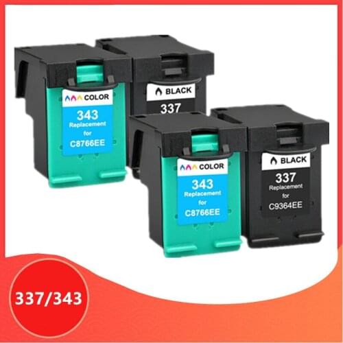 4pack Compatible for HP 343 337 Ink Cartridge for HP337 for hp343 for HP Photosmart 2575 8050 C4180 D5160 Deskjet 6940 D4160