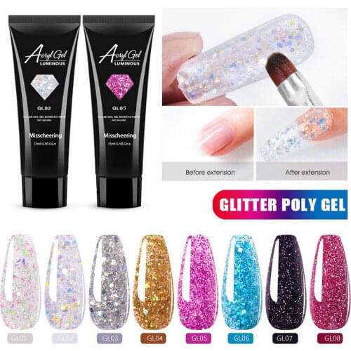 8 colors Poly Nail Gel Nail Art Sequin Extension Acrylic Shiny Gel Building Kit