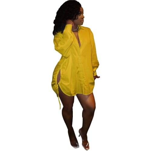 Side Hollow Out Bandage Solid Color Long Sleeve Shirts Blouses High Quality Office Lady French Vintage Women Dresses 2021 New