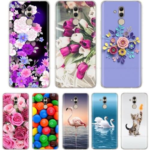 For Huawei Mate 20 Lite Case Mate20 Lite Soft Silicone Back Cover For Huawei mate 20 Lite Mate20 SNE-LX1 Phone Case cat flower