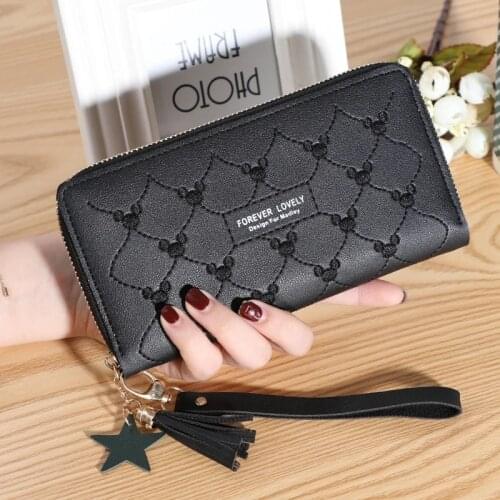 Disney cartoon Mickey Mouse long zipper wallet coin bag female hundred fashion card bag mobile phone bag