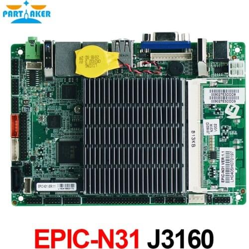 EPIC-N31 Newly design EPIC 3.5 sbc motherboard mini fanless quad core processor motherboard with J3160 Processor low power