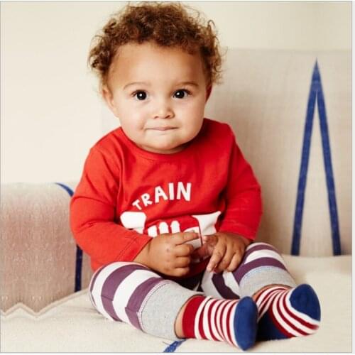Hooyi Baby Boys Clothes Train Stripe Pants Kids T Shirts Pajamas Sets Toddler Clothes Set Fashion Children tops pants