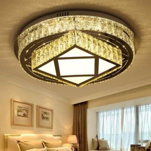 Crystal lamp living room lamp simple modern round atmosphere home restaurant bedroom led line cutting ceiling lamp led lighting