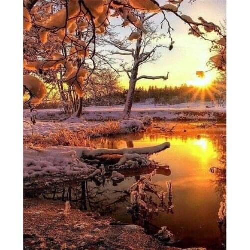 GATYZTORY Lakeside Landscape DIY Painting By Numbers Canvas Colouring Oil Painting Wall Decor Kill Time 6075 Frame