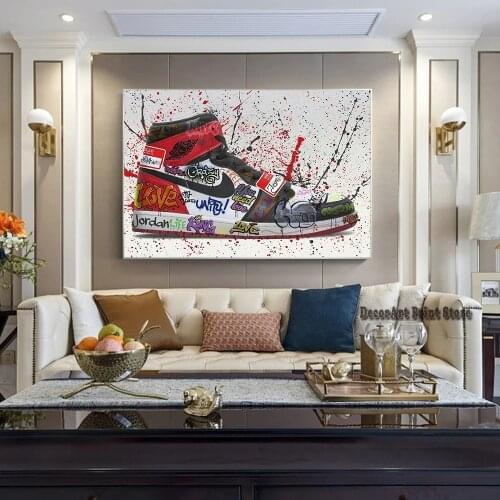 Classic Basketball Shoes Canvas painting Modern Graffiti Wall Art Mural Posters And Prints Picture for Room Home decoration
