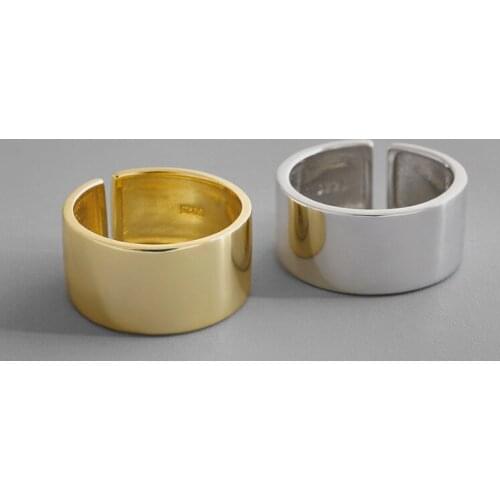 1pc 100% Authentic 925 Sterling Silver Fine Jewelry White/Gold Glossy BAND Ring TLJ931