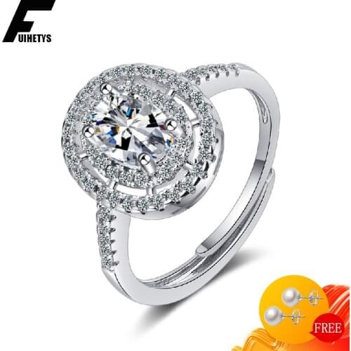 Fashion Charm Rings for Women 925 Silver Jewelry with Zircon Gemstones Open Finger Ring Wedding Promise Party Gift Accessories