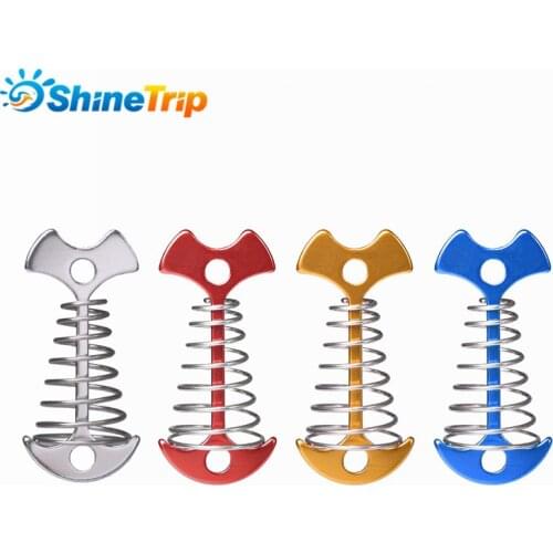 6pcs ShineTrip Outdoor Camping Tent Peg with Wire Stake Wire Spring Hook Aluminum Alloy Sky Curtain Pallet Fixing Nail
