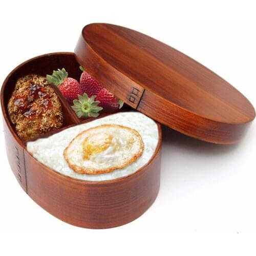 Japanese Style Bento Boxes Oval Wooden Lunch Box Sushi Portable Compartments Food Container With Straps Tableware For Student