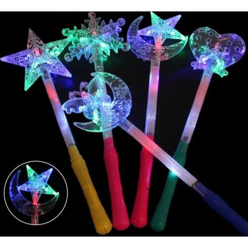 Flashing Lights Up Glow Sticks Magic Star Wand Party Christmas Kids Gift Toy Glowing Fairy Pentagram Flash Stick Luminous Toys