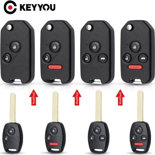 KEYYOU For Honda Modified Remote Car Key Case For Honda Fit Accord Civic CRV Pilot Insight Jazz HRV Fob Case Cover