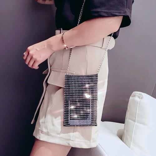 2018 new fashion simple diamond small square bag mini mobile phone bag purse wild single shoulder diagonal trend handbag NB073