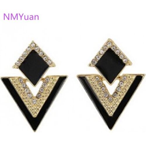 Latest fashion jewelry accessories high quality crystal earrings sparkling multicolor exquisite earrings wholesale and retail