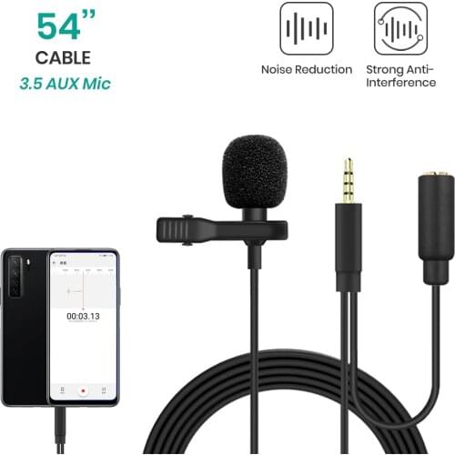 Lavalier Lapel Microphone 2in1 with Earphone Jack Professional Clip-On with Omnidirectional Condenser Mic and Monitoring Input