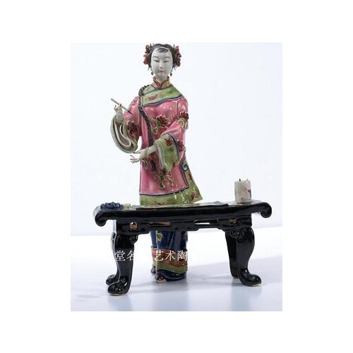 Ainting in love classic lady Shiwan doll ceramic gifts Lin Naihe Chinese decoration sitting room bogujia study girl Beauty figur