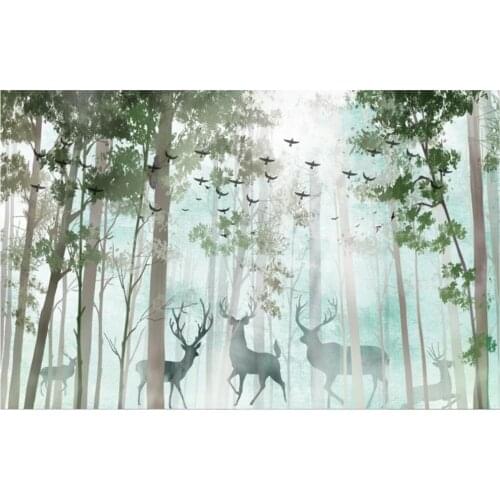 Custom photo wallpaper 3d murals wallpaper for walls 3 d Modern minimalist fresh forest deer TV sofa background wall papers