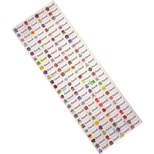 Custom Cartoon Name Stickers Water Proof Boy Robot Labels Tags Children Stickers Business Labels Stationery Sticker