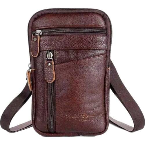 1pc Multi-purpose Casual Men Leather Phone Pouch Belt Anti-theft Zipper Crossbody Waist Bag Purse Fashion Pack Fashion Shou O7T3