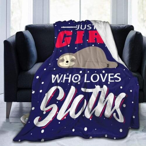 Just A Girl Who Loves Cactus Sloths Blanket,Flannel Throw Blanket Ultra Soft Micro Fleece Blanket Bed Couch Living Room 50"X40"