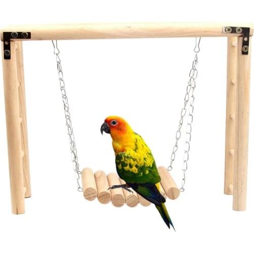 Bird Inteligence Wooden Hanging Swing Set Parrot Climbing Ladder Cage Training Rat Gerbil Hamster Ladder Platform Chew Toys