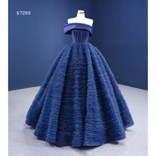 Luxury Women Navy Prom Dresses Long Robe Layered Puffy Tulle Floor Length Evening Dress For Women Party Evening Dresses