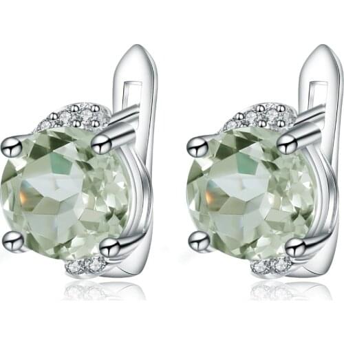 Gems Ballet 4.08t Natural Green Amethyst Round Gemstone Earrings Pure 925 Sterling Silver Stud Earrings For Women Gift Jewelry