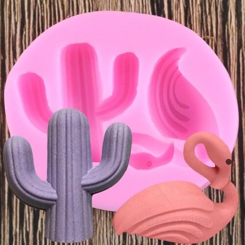 3D Cactus And Flamingos Silicone Mold Wedding DIY Cake Decorating Tools Cake Baking Fondant Chocolate Candy Mould