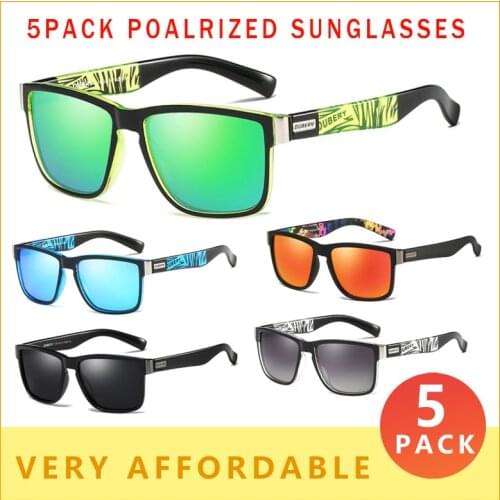 5 PACK DUBERY Polarized Sunglasses Men Women Fashion Sport Style Square Sun Glasses Male Driving Travel UV400 Goggles CE N25