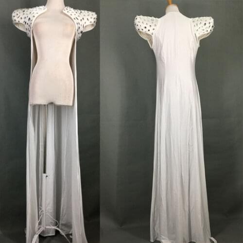 Hand-stitched crystal stone star with the same paragraph wild long cloak coat stage loaded nightclub DJ female singer costume