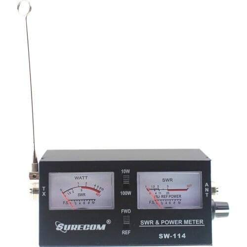 Surecom SW-114 100W SWR/RF/Field Strength Test Power Meter for Relative Power 3 Function Analog with Field Strength Antenna