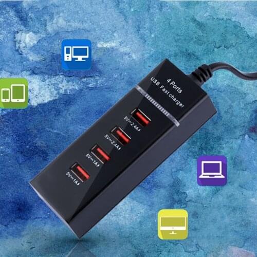 Universal US EU Plug 4 USB Port Travel Mobile Phone Fast Charger Adapter 5V 3A Fast Charging for Phones