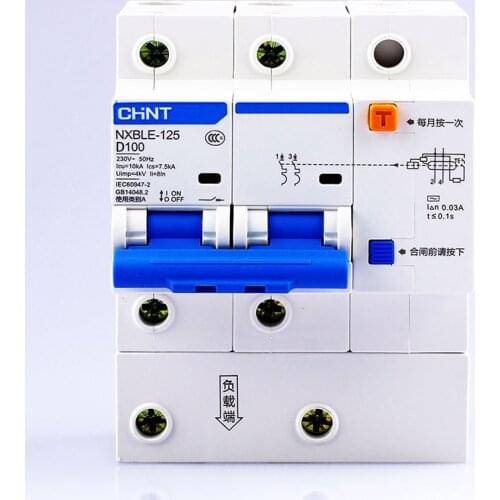 CHINT AC230/400V NXBLE-125 2P residual current device D 63 80 100 125A Electromagnetic release type D short circuit protection