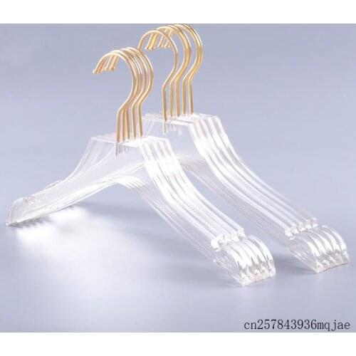 20 Pcs Acrylic Clothes Hangers Clear Dress Hangers with Gold Hook Pants Hangers with Notches for Lady Kids