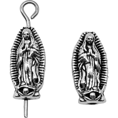 WYSIWYG 10pcs Antique Silver Color 6x13mm Double Sided Virgin Mary Beads Jewelry Findings For Jewelry Making
