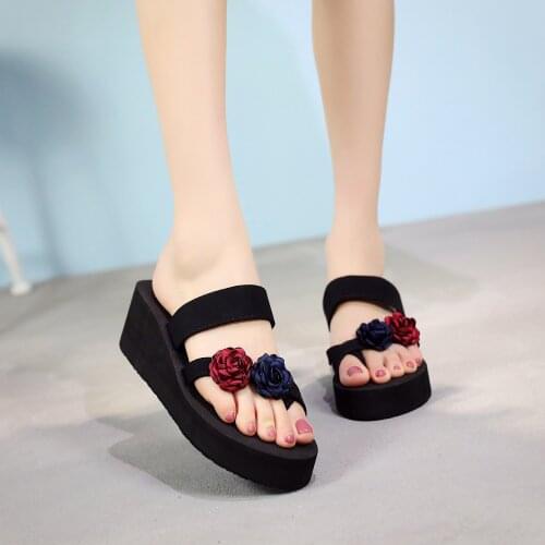 Womens Summer Fashion Wear Slope Heel Sandals Women Character Slippers Korean Leisure Beach Shoes Sandals