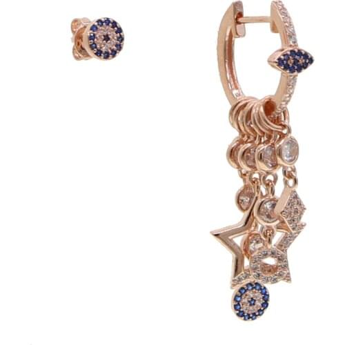 Luxury gorgeous european women jewelry multi cz star charms Tassel drop dangling earring for women Asymmetry Earings fashion