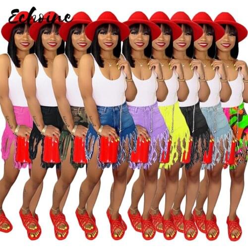 Women Summer Tassel Hem Sanding High Waist Short Jeans Active Wear High Waist Denim Shorts Vintage Short Plus Size S-3XL Pants